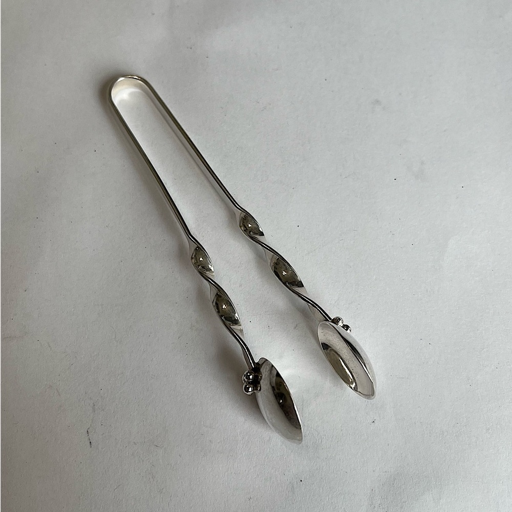 Vintage Handmade Sterling Silver Tongs